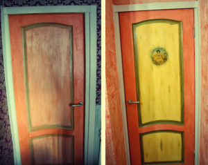 Использование красок для декорирования межкомнатных дверей